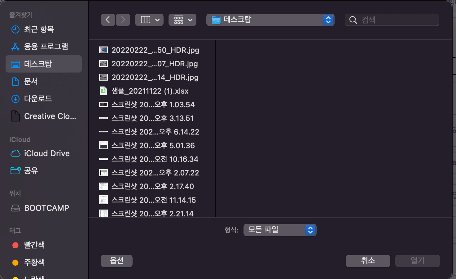 모든 파일 선택 시