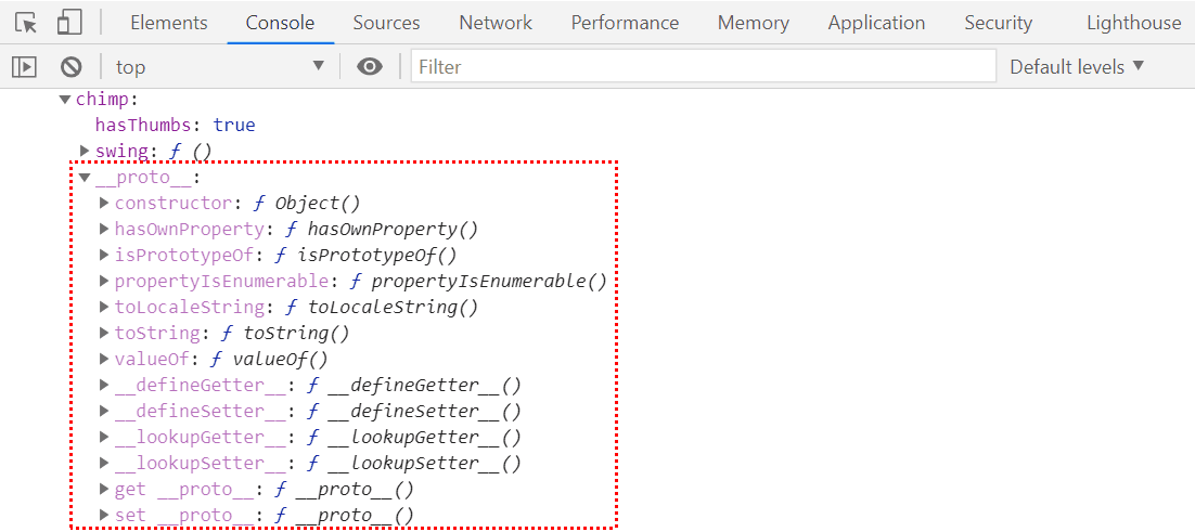 hasThumbs, swing 외에 [[Prototype]]이 기본으로 포함됩니다.