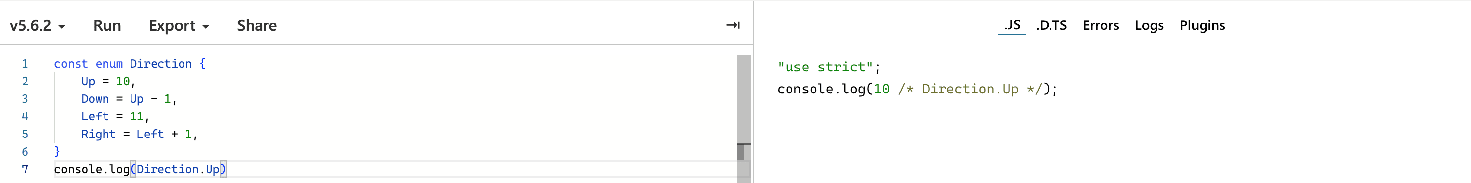 const enum 사용 시 컴파일 결과 비교