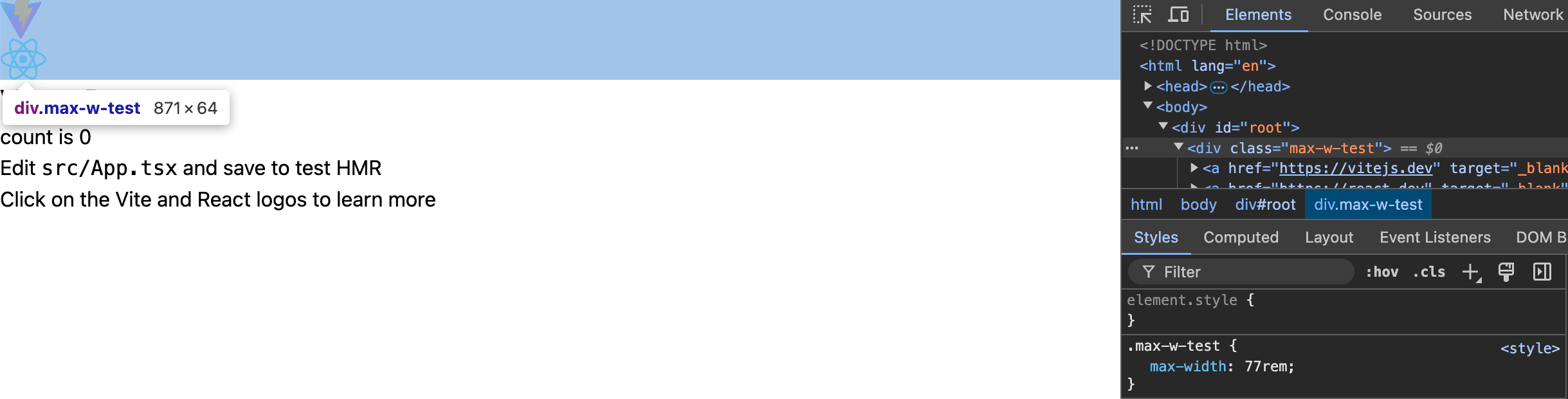 maxWidth 오버라이드